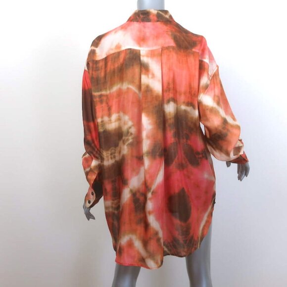 Zimmermann Vacay Tie Dye Shirt & Relaxed Pants Set Pink/Orange Silk Size 2 NEW - Picture 11 of 14